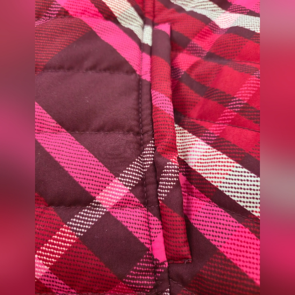 Chico's Red and Pink Vest with Removable Black Faux Fur Collar - Picture 4 of 10